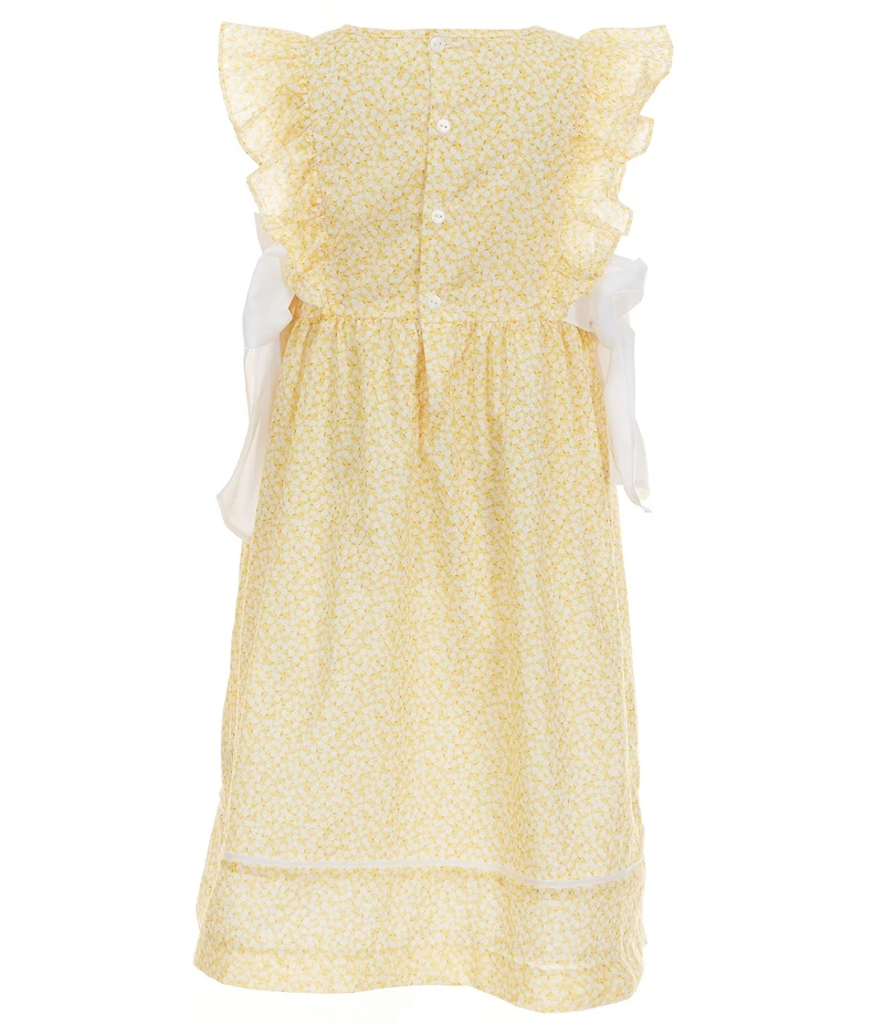 Edgehill Collection Little Girls Flutter Sleeve Side-Bow Floral Print Dress