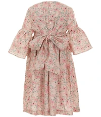 Edgehill Collection Little Girls Smocked Floral Flutter Sleeve Dress