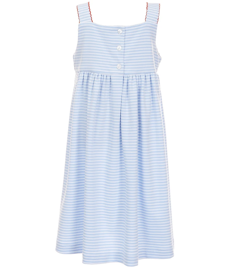 Edgehill Collection Little Girls Smocked Cherry Embroidery Striped Dress