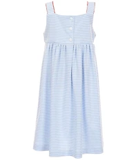 Edgehill Collection Little Girls Smocked Cherry Embroidery Striped Dress