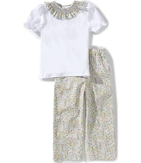Edgehill Collection Little Girls Woven Floral Pants Set