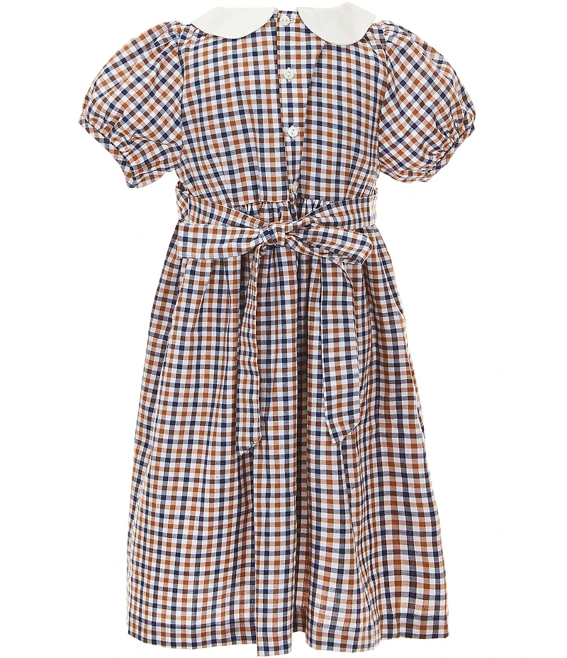 Edgehill Collection Little/Big Girls Plaid Peter Pan Collar Cap Sleeve Dress