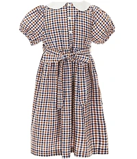 Edgehill Collection Little/Big Girls Plaid Peter Pan Collar Cap Sleeve Dress