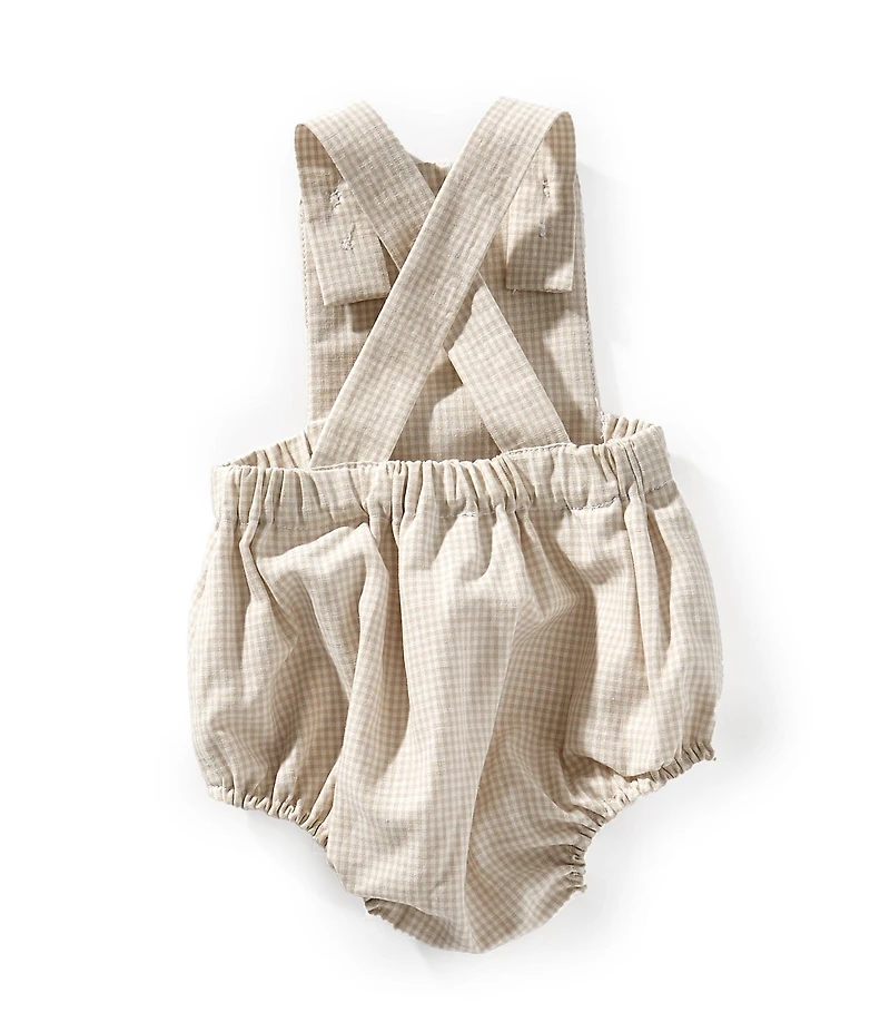 Edgehill Collection x Kristin Ellen Hockman Baby Boys Alfie Tan Gingham Sunsuit Bubble
