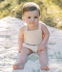 Edgehill Collection x Kristin Ellen Hockman Baby Boys Alfie Tan Gingham Sunsuit Bubble