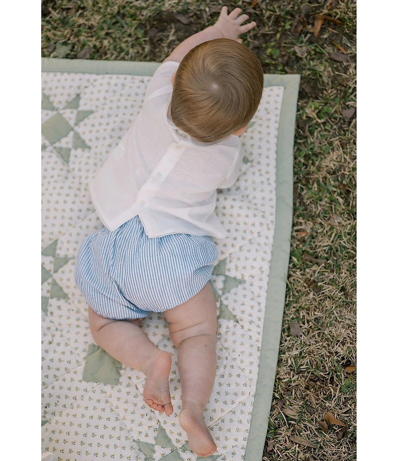 Edgehill Collection x Kristin Ellen Hockman Baby Boys Linen Blend Felix Top & Stripe Short Set