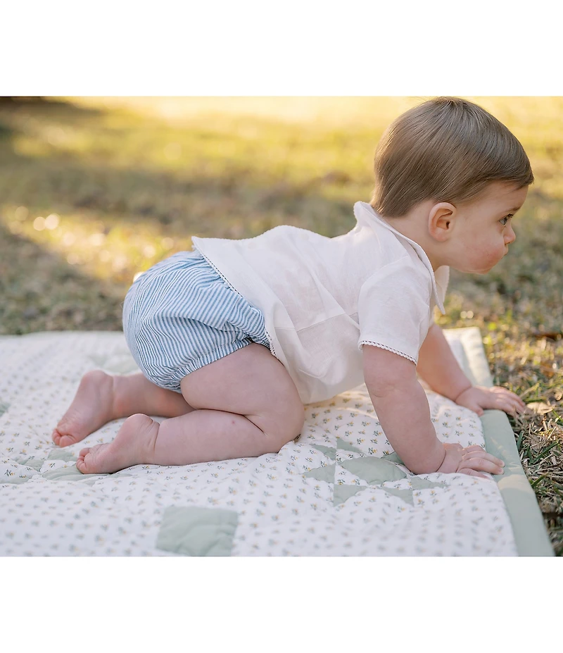 Edgehill Collection x Kristin Ellen Hockman Baby Boys Linen Blend Felix Top & Stripe Short Set