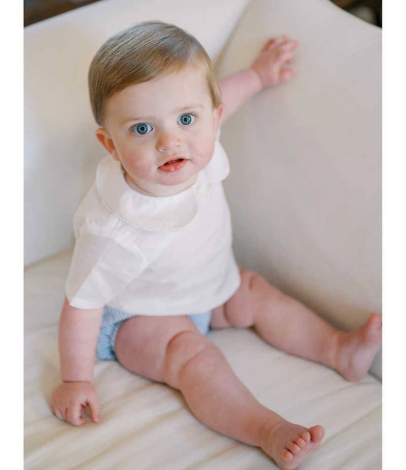 Edgehill Collection x Kristin Ellen Hockman Baby Boys Linen Blend Felix Top & Stripe Short Set