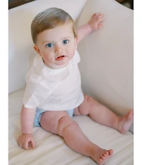 Edgehill Collection x Kristin Ellen Hockman Baby Boys Linen Blend Felix Top & Stripe Short Set