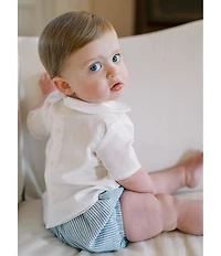 Edgehill Collection x Kristin Ellen Hockman Baby Boys Linen Blend Felix Top & Stripe Short Set