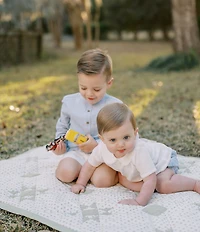 Edgehill Collection x Kristin Ellen Hockman Baby Boys Linen Blend Felix Top & Stripe Short Set