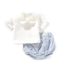 Edgehill Collection x Kristin Ellen Hockman Baby Boys Linen Blend Felix Top & Stripe Short Set
