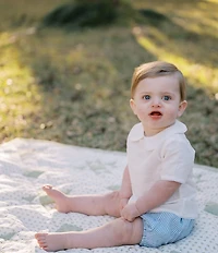 Edgehill Collection x Kristin Ellen Hockman Baby Boys Linen Blend Felix Top & Stripe Short Set
