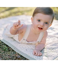 Edgehill Collection x Kristin Ellen Hockman Baby Boys Hugo Green Stripe Linen Sunsuit Bubble
