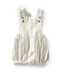 Edgehill Collection x Kristin Ellen Hockman Baby Boys Hugo Green Stripe Linen Sunsuit Bubble