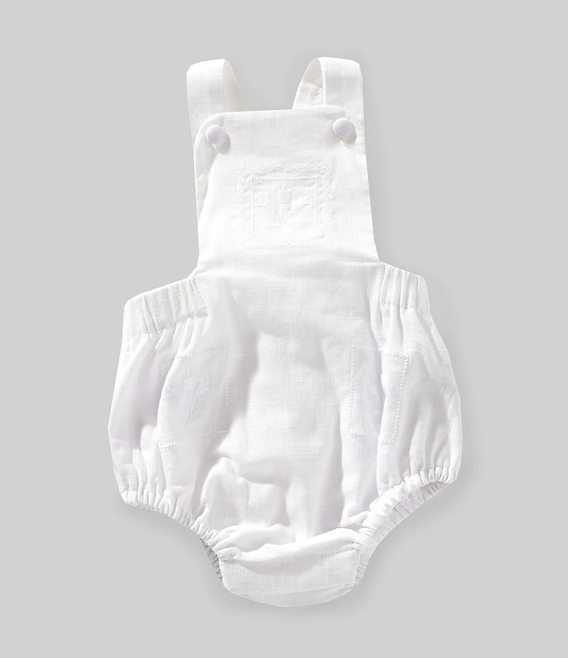 Edgehill Collection x Kristin Ellen Hockman Baby Girls Liv Embroidered Linen Blend Sunsuit Bubble