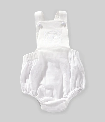Edgehill Collection x Kristin Ellen Hockman Baby Girls Liv Embroidered Linen Blend Sunsuit Bubble