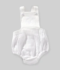 Edgehill Collection x Kristin Ellen Hockman Baby Girls Liv Embroidered Linen Blend Sunsuit Bubble