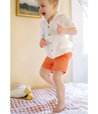 Edgehill Collection x Kristin Ellen Hockman Little Boys Arlo Camp Collar Short Sleeve Woven & Shorts Set
