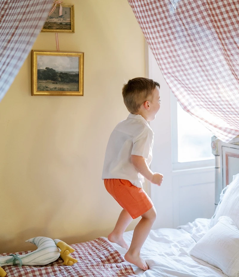 Edgehill Collection x Kristin Ellen Hockman Little Boys Arlo Camp Collar Short Sleeve Woven & Shorts Set