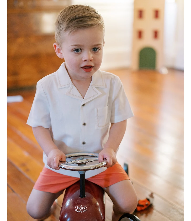 Edgehill Collection x Kristin Ellen Hockman Little Boys Arlo Camp Collar Short Sleeve Woven & Shorts Set