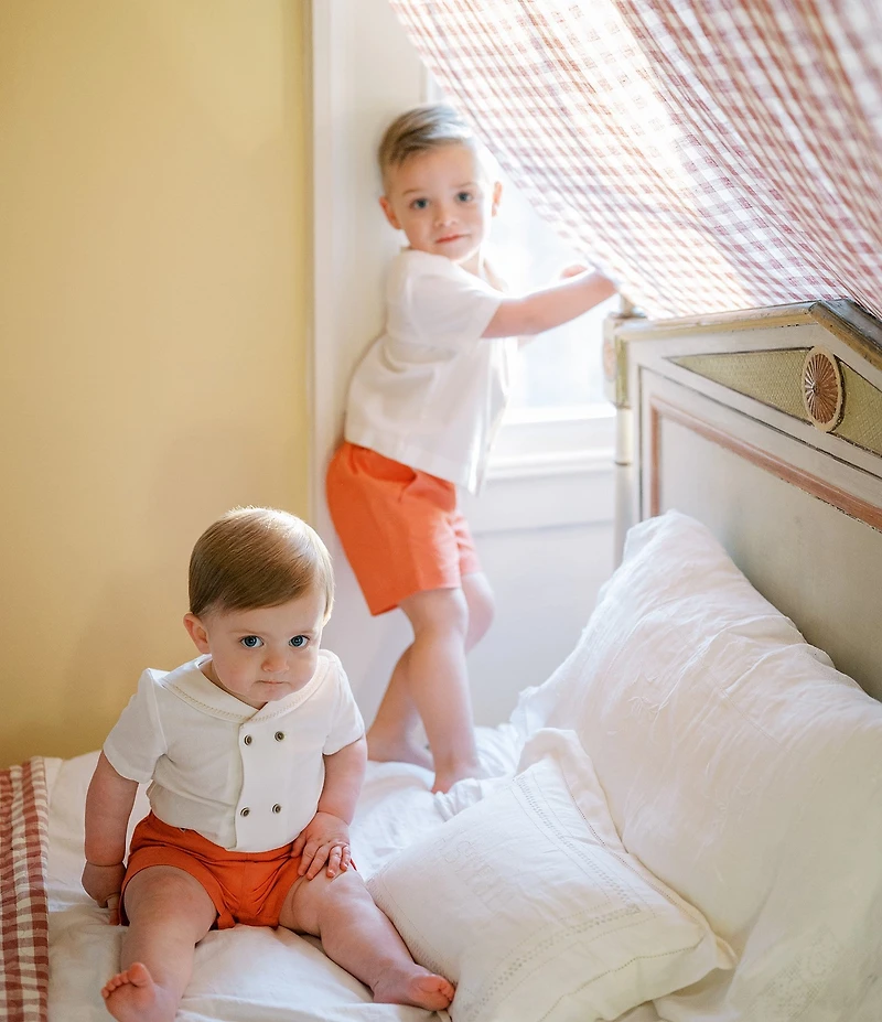 Edgehill Collection x Kristin Ellen Hockman Little Boys Arlo Camp Collar Short Sleeve Woven & Shorts Set