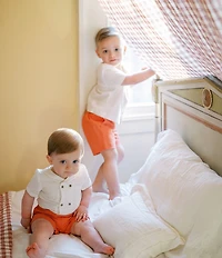Edgehill Collection x Kristin Ellen Hockman Little Boys Arlo Camp Collar Short Sleeve Woven & Shorts Set