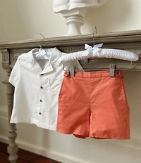 Edgehill Collection x Kristin Ellen Hockman Little Boys Arlo Camp Collar Short Sleeve Woven & Shorts Set