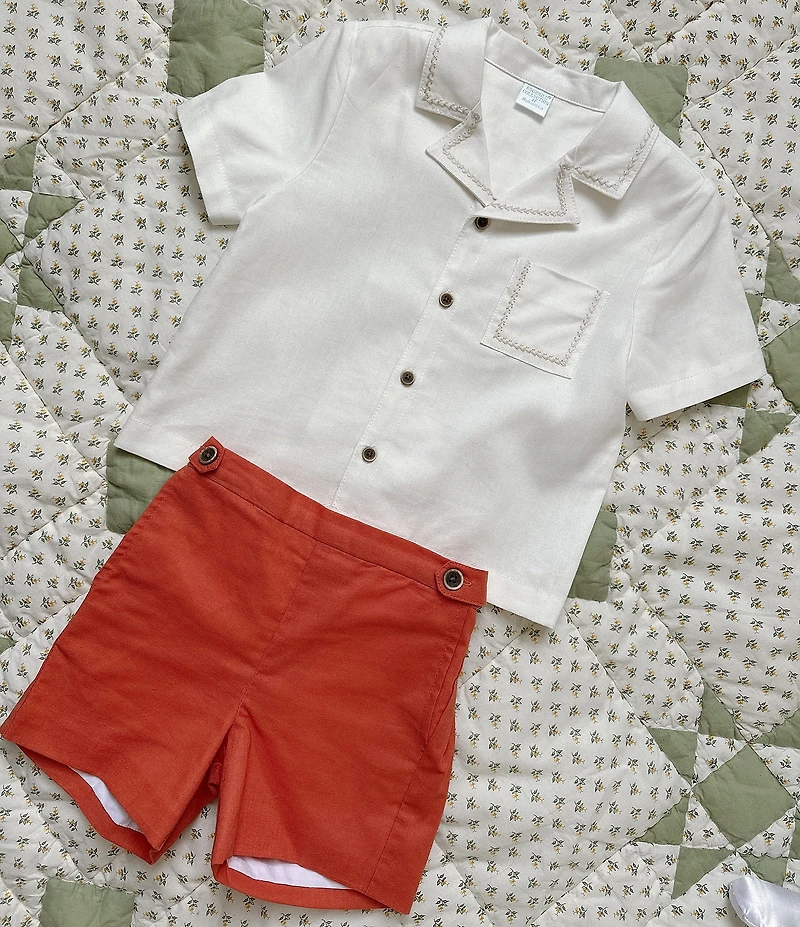 Edgehill Collection x Kristin Ellen Hockman Little Boys Arlo Camp Collar Short Sleeve Woven & Shorts Set