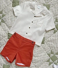 Edgehill Collection x Kristin Ellen Hockman Little Boys Arlo Camp Collar Short Sleeve Woven & Shorts Set