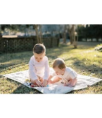 Edgehill Collection x Kristin Ellen Hockman Little Boys Gustav Peter Pan Collar Long Sleeve Linen Top & Gingham Shorts Set
