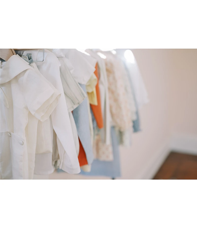 Edgehill Collection x Kristin Ellen Hockman Little Boys Gustav Peter Pan Collar Long Sleeve Linen Top & Gingham Shorts Set