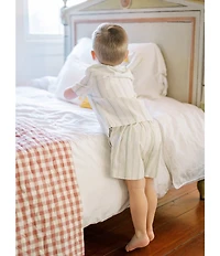 Edgehill Collection x Kristin Ellen Hockman Little Boys Oskar Camp Collar Stripe Short Sleeve Woven Top & Shorts Set