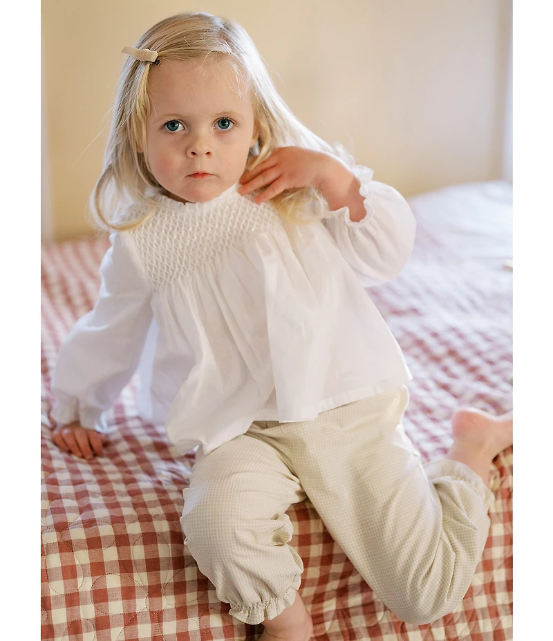 Edgehill Collection x Kristin Ellen Hockman Little Girls Delphine Honeycomb Blouse & Woven Pants Set