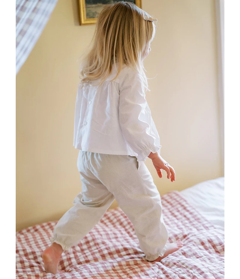 Edgehill Collection x Kristin Ellen Hockman Little Girls Delphine Honeycomb Blouse & Woven Pants Set