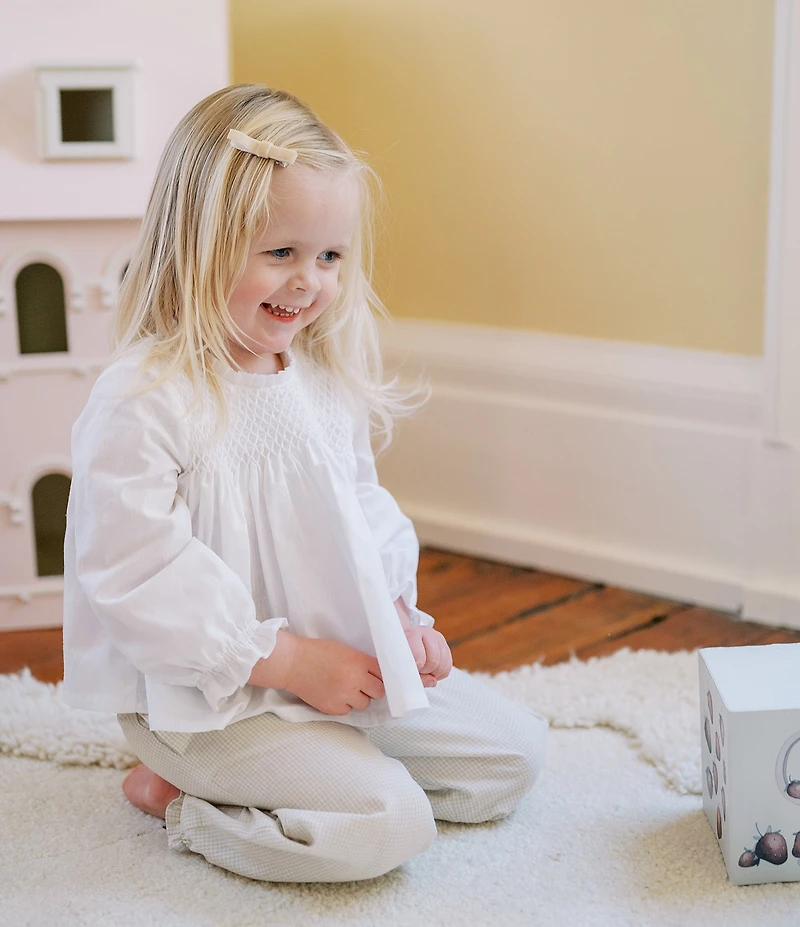 Edgehill Collection x Kristin Ellen Hockman Little Girls Delphine Honeycomb Blouse & Woven Pants Set