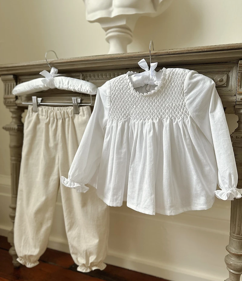 Edgehill Collection x Kristin Ellen Hockman Little Girls Delphine Honeycomb Blouse & Woven Pants Set