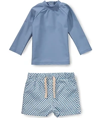 Edgehill Collection x Megan Karp Baby Boys Finn Rashguard & Printed Swim Trunks Set