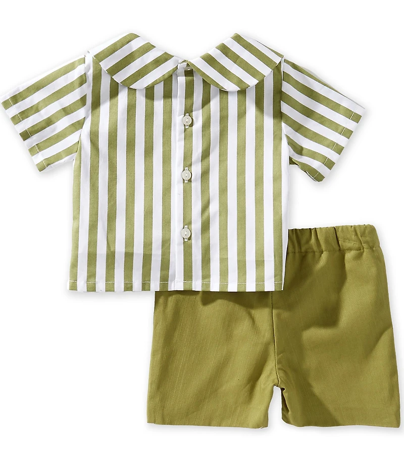 Edgehill Collection x Megan Karp Baby Boys Jack Stripe Peter Pan Collar Top & Shorts Set