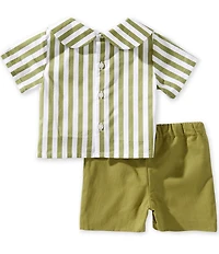 Edgehill Collection x Megan Karp Baby Boys Jack Stripe Peter Pan Collar Top & Shorts Set