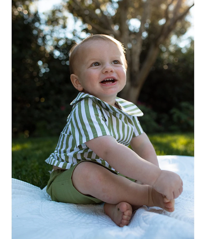 Edgehill Collection x Megan Karp Baby Boys Jack Stripe Peter Pan Collar Top & Shorts Set