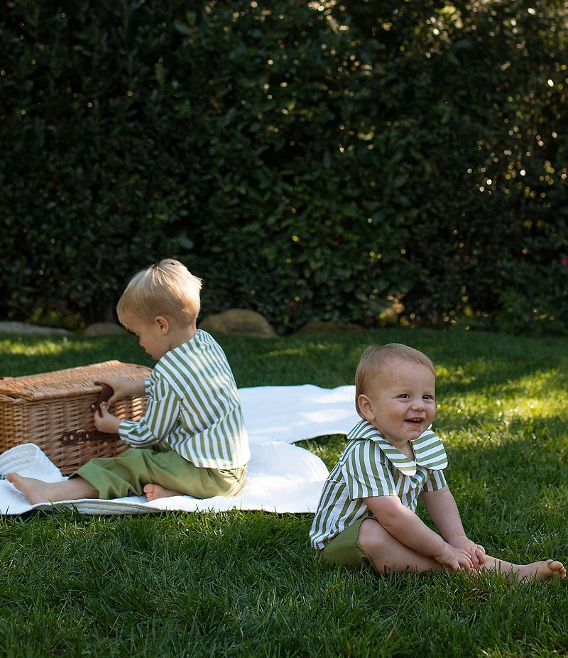 Edgehill Collection x Megan Karp Baby Boys Jack Stripe Peter Pan Collar Top & Shorts Set