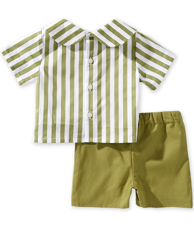 Edgehill Collection x Megan Karp Baby Boys Jack Stripe Peter Pan Collar Top & Shorts Set