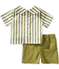 Edgehill Collection x Megan Karp Baby Boys Jack Stripe Peter Pan Collar Top & Shorts Set