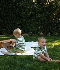 Edgehill Collection x Megan Karp Baby Boys Jack Stripe Peter Pan Collar Top & Shorts Set