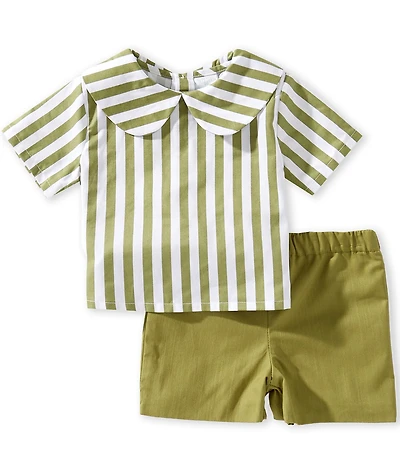 Edgehill Collection x Megan Karp Baby Boys Jack Stripe Peter Pan Collar Top & Shorts Set