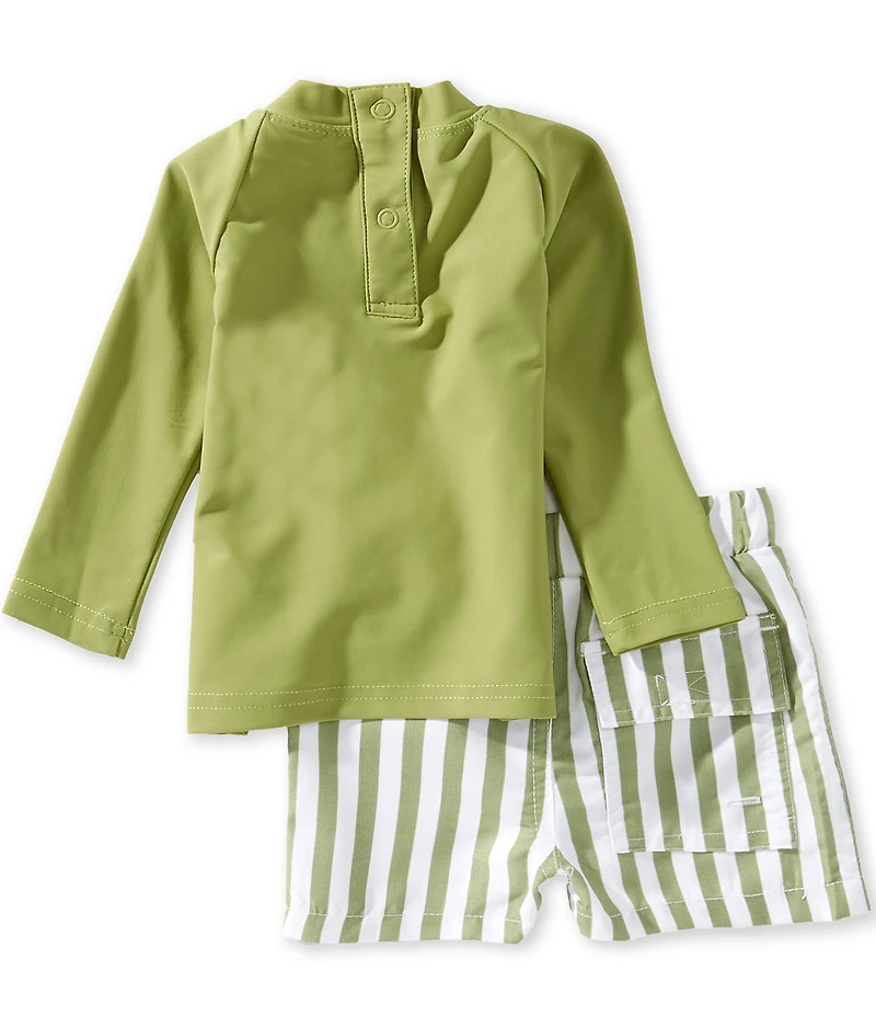 Edgehill Collection x Megan Karp Baby Boys Leo Rashguard & Stripe Swim Trunks Set