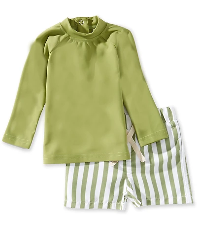Edgehill Collection x Megan Karp Baby Boys Leo Rashguard & Stripe Swim Trunks Set