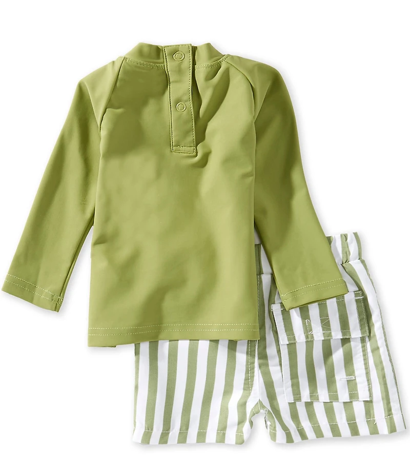 Edgehill Collection x Megan Karp Baby Boys Leo Rashguard & Stripe Swim Trunks Set