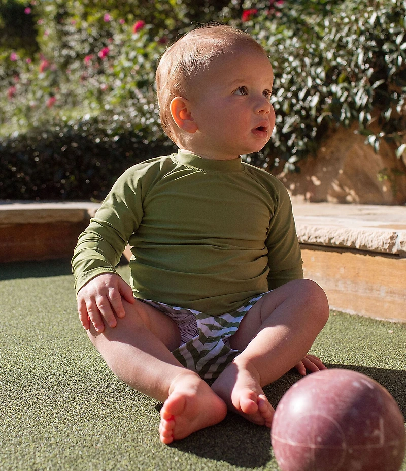 Edgehill Collection x Megan Karp Baby Boys Leo Rashguard & Stripe Swim Trunks Set
